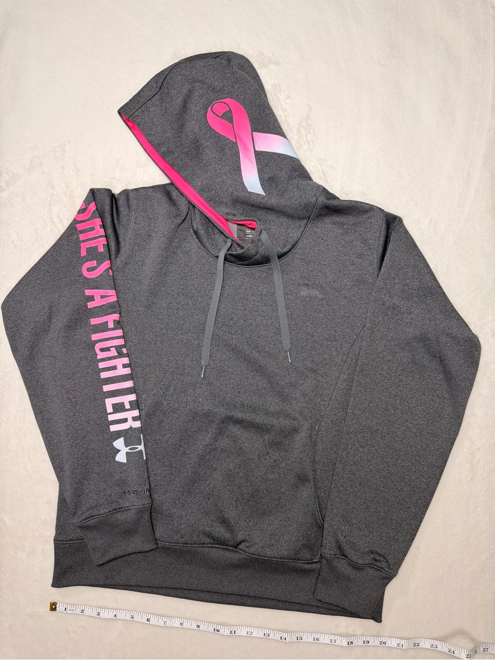 Under Armour ColdGear She’s a Fighter Breast Cancer Pink Ribbon Hoodie L